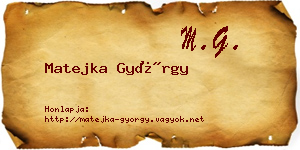 Matejka György névjegykártya